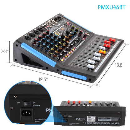 4-Channel Bluetooth Studio Mixer - USB Recording, 48V Power, 7-Band EQ