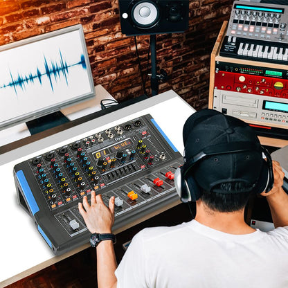 4-Channel Bluetooth Studio Mixer - USB Recording, 48V Power, 7-Band EQ
