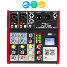 4-Ch. Bluetooth Studio Mixer - Pro Audio Digital Dj Audio Mixer Console (+48V Phantom Power)