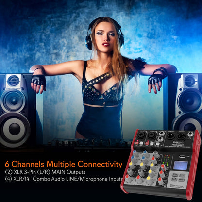 4-Ch. Bluetooth Studio Mixer - Pro Audio Digital Dj Audio Mixer Console (+48V Phantom Power)