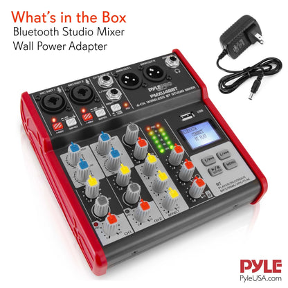 4-Ch. Bluetooth Studio Mixer - Pro Audio Digital Dj Audio Mixer Console (+48V Phantom Power)