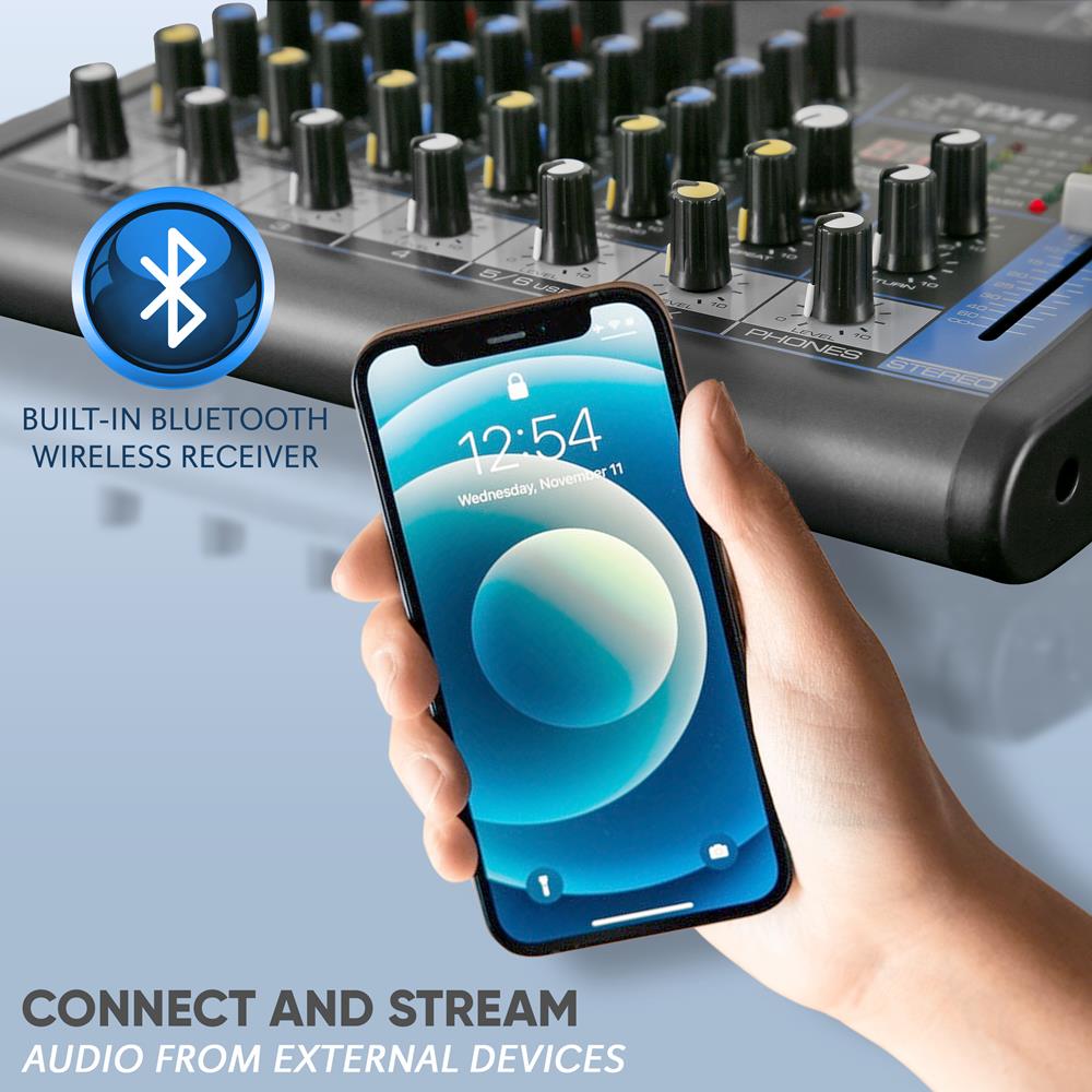6-Channel Audio Mixer - Bluetooth Streaming - 48V Phantom Power – Pyle USA