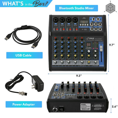 6-Channel Audio Mixer - Bluetooth Streaming - 48V Phantom Power