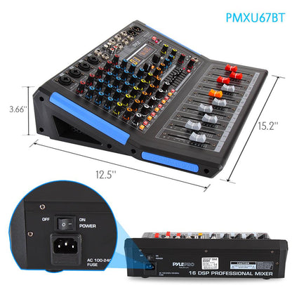 6-Channel Bluetooth Mixer - Pro Audio Control, 16 DSP Effects, USB Input