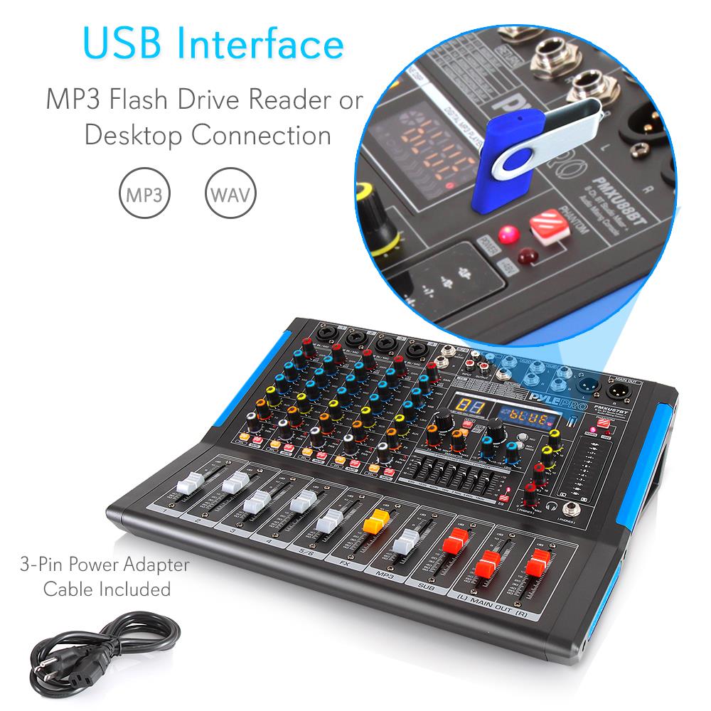 6-Channel Bluetooth Mixer - Pro Audio Control, 16 DSP Effects, USB