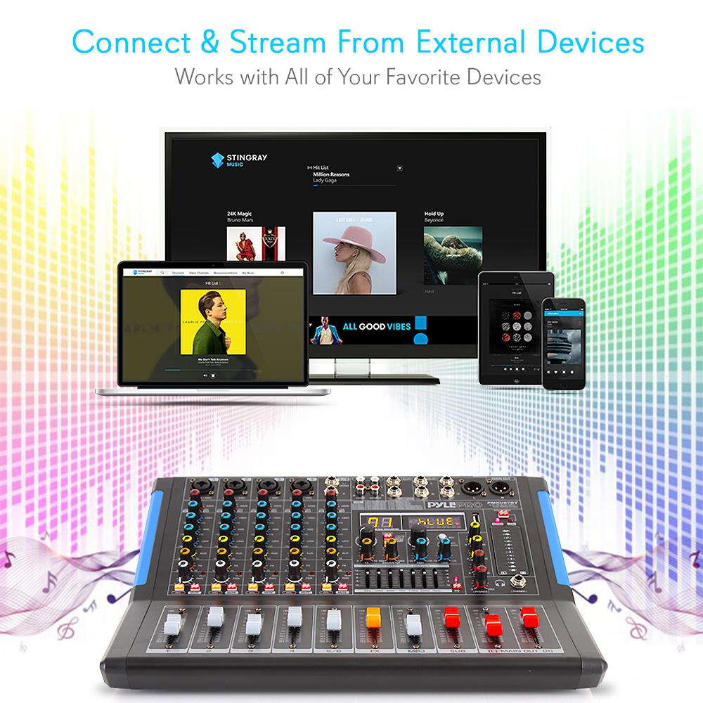 6-Channel Bluetooth Mixer - Pro Audio Control, 16 DSP Effects, USB