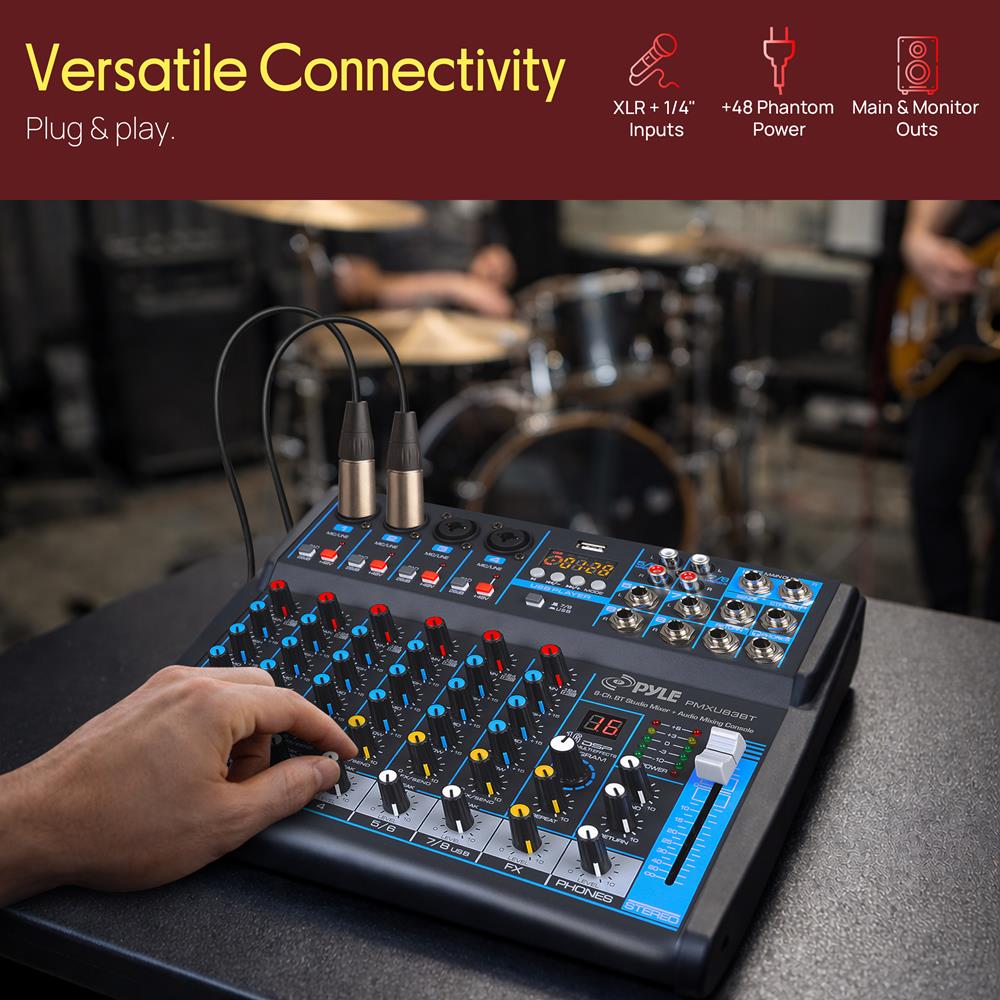 8-Channel Bluetooth Studio Mixer - USB, DSP, Phantom Power, DJ
