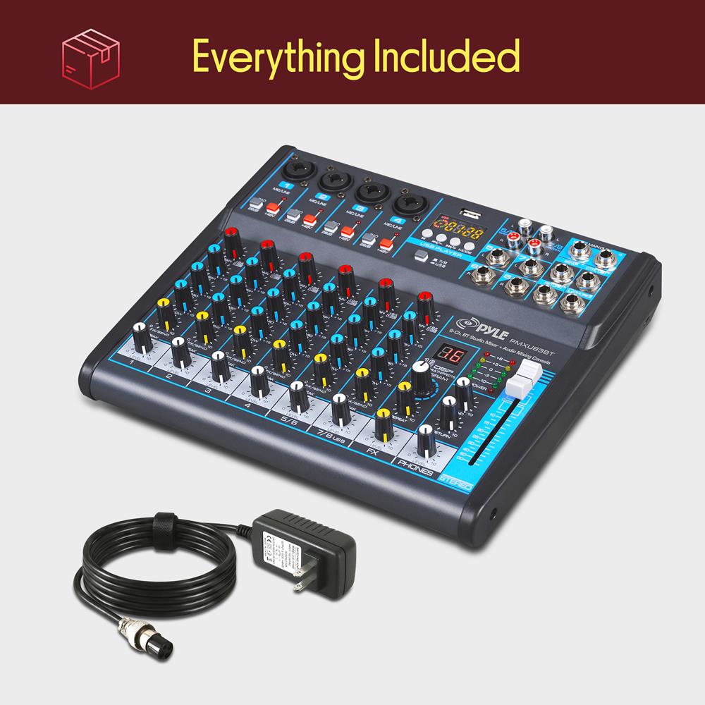 8-Channel Bluetooth Studio Mixer - USB, DSP, Phantom Power, DJ