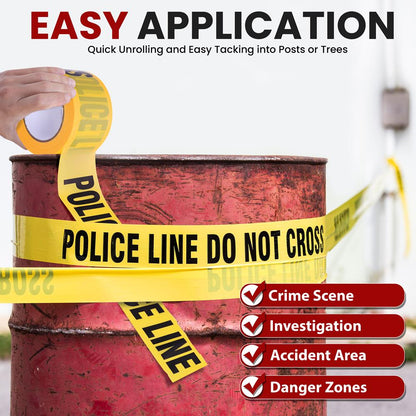 8-Piece Safety Barricade Tape Set, 656ft, High-Visibility Polyethylene, Yellow