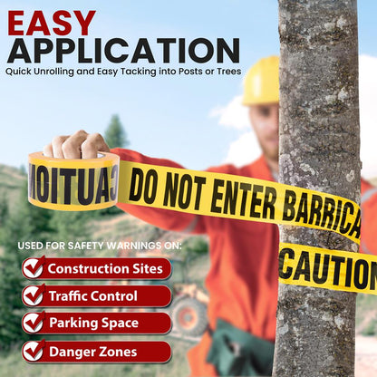 12-Piece Caution Tape Set, High Visibility, Polyethylene, Yellow