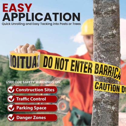 6 Pieces Caution Tape Set 656ft High Visibility Polyethylene Yellow