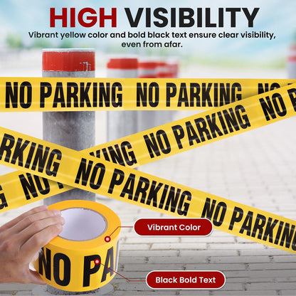 Safety Yellow No Parking Tape Set, 656ft, Polyethylene, High Visibility