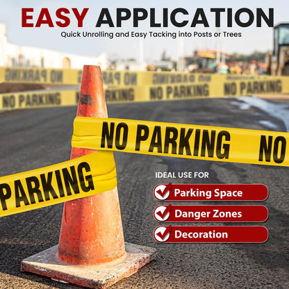 6-Piece No Parking Tape Set, High Visibility, 656ft Polyethylene, Yellow