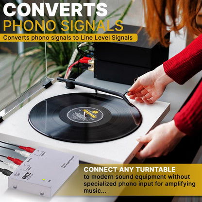 Phono Preamp for Turntables - Low Noise, RCA Output, Compact Design