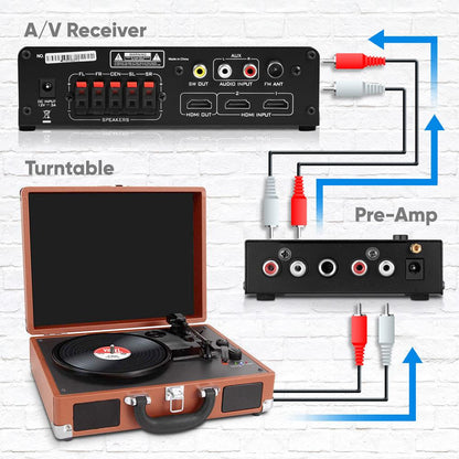 Compact Phono Turntable Pre-Amplifier RCA Output