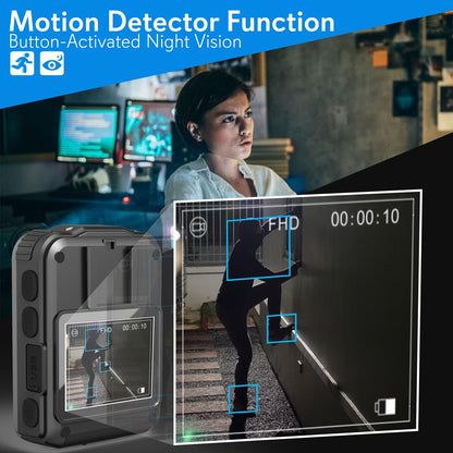 Police Body Camera HD 1296p Waterproof Night Vision 16GB Memory