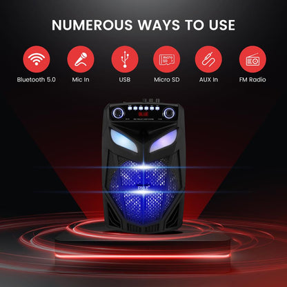 Portable Bluetooth PA Speaker 600W Rechargeable LED Lights 10"