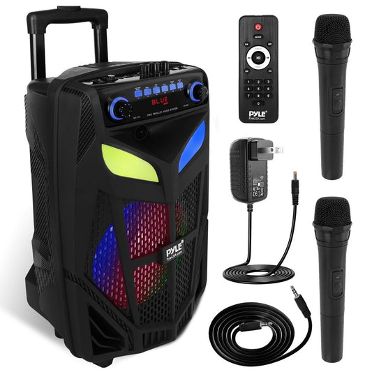 Portable Bluetooth PA Speaker 600W Rechargeable LED Lights 10"