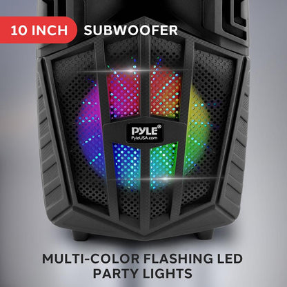 680W Portable Bluetooth PA Speaker, Rechargeable, LED Lights, 10"