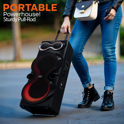 Bluetooth Party Speaker 240W Powerful Bass Dual 10" Speakers LED Lights