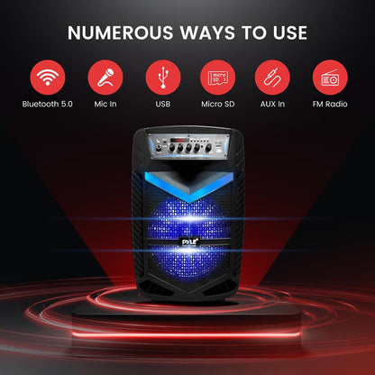 Portable Bluetooth PA Speaker 600W Rechargeable 10" Subwoofer Party Lights