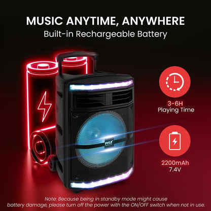 Portable Bluetooth PA Speaker 600W Rechargeable Battery Party Lights