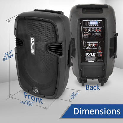 Wireless Portable PA Speaker 1000W Bluetooth 12" Subwoofer Waterproof