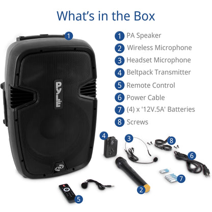 Wireless Portable PA Speaker 1000W Bluetooth 12" Subwoofer Waterproof