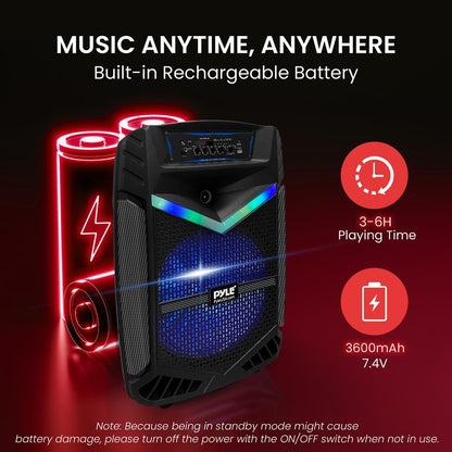 Portable Bluetooth PA Speaker 800W Rechargeable 12" Subwoofer Party Lights