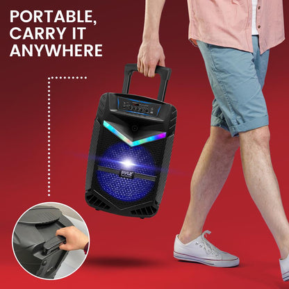 Portable Bluetooth PA Speaker 800W Rechargeable 12" Subwoofer Party Lights