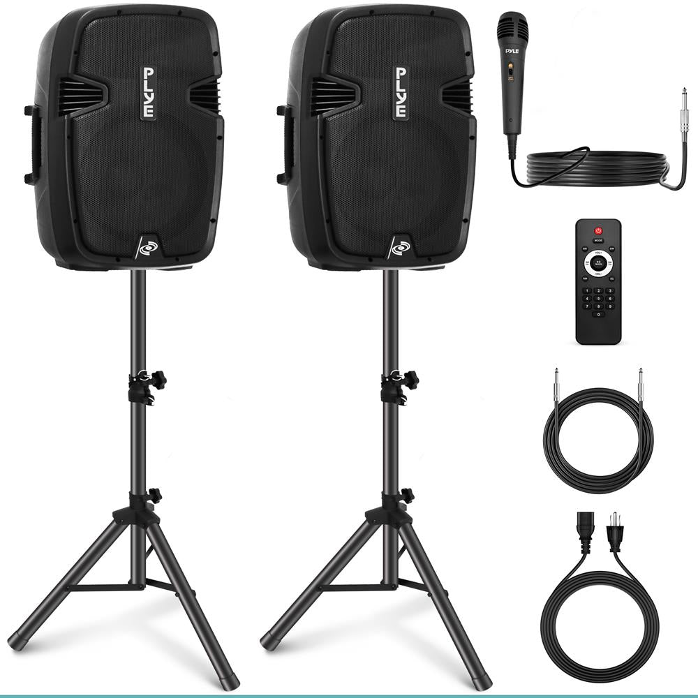 Wireless PA System Kit with Dual 12" Speakers and Stands