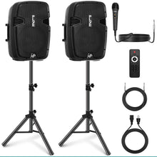 Wireless PA System Kit 1800W - Bluetooth, Dual 12" Speakers, Stands, Mic