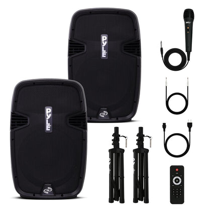 Wireless PA System Kit 1800W - Bluetooth, Dual 12" Speakers, Stands, Mic