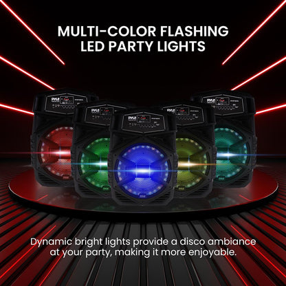 12" Portable Bluetooth Speaker 1000W Rechargeable LED Lights