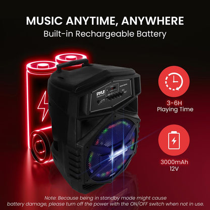 12" Portable Bluetooth Speaker 1000W Rechargeable LED Lights
