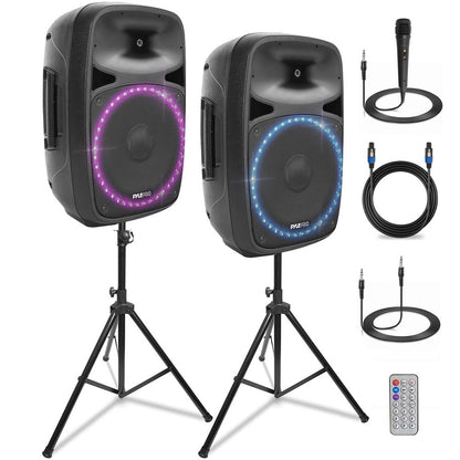 400W Bluetooth PA Speaker System, Portable, 12" Woofer, Party Lights