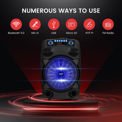 12" Portable Bluetooth PA Speaker 800W Rechargeable LED Lights