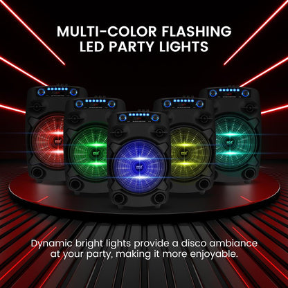 12" Portable Bluetooth PA Speaker 800W Rechargeable LED Lights