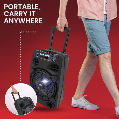 12" Portable Bluetooth PA Speaker 800W Rechargeable LED Lights