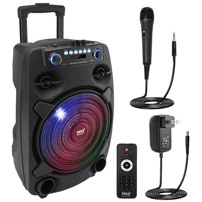 12" Portable Bluetooth PA Speaker 800W Rechargeable LED Lights