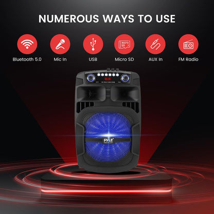 Portable Bluetooth PA Speaker 800W Rechargeable LED Lights 12"