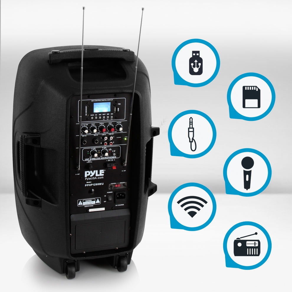 Wireless Portable PA Speaker 1000W Bluetooth 12" Subwoofer Dual System ...