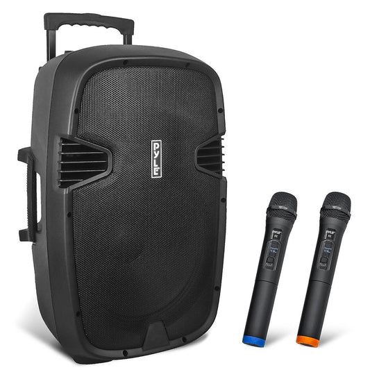 Portable Bluetooth PA Speaker 1600W Rechargeable Battery 15" w/ Mics