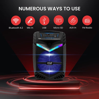 Portable Bluetooth PA Speaker 1200W Rechargeable 15" Subwoofer Party Lights