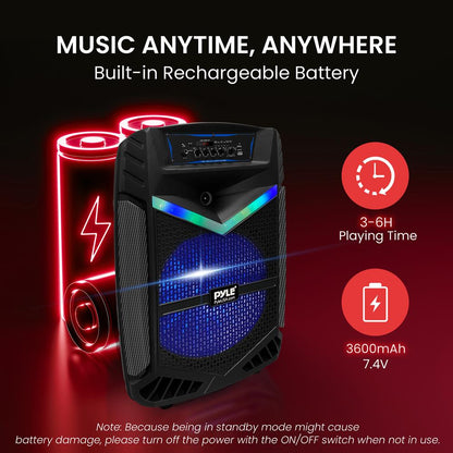 Portable Bluetooth PA Speaker 1200W Rechargeable 15" Subwoofer Party Lights