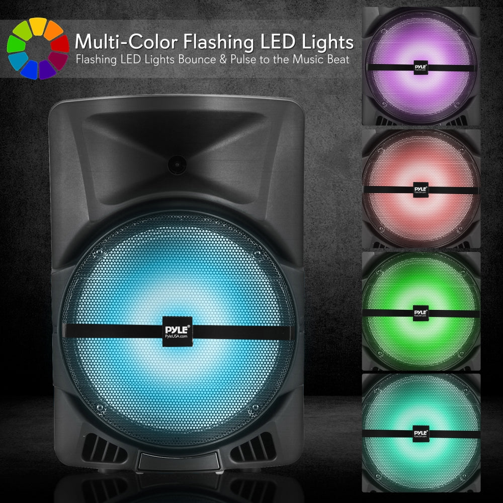 Wireless Portable PA Speaker 1200W Bluetooth LED Lights Rechargeable Battery - Thumbnail 2