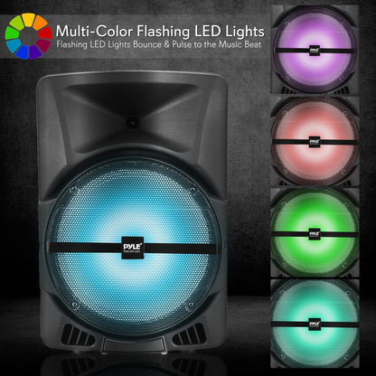 Wireless Portable PA Speaker 1200W Bluetooth LED Lights Rechargeable Battery