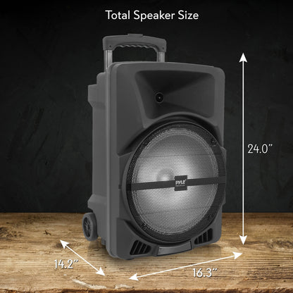 Wireless Portable PA Speaker 1200W Bluetooth LED Lights Rechargeable Battery