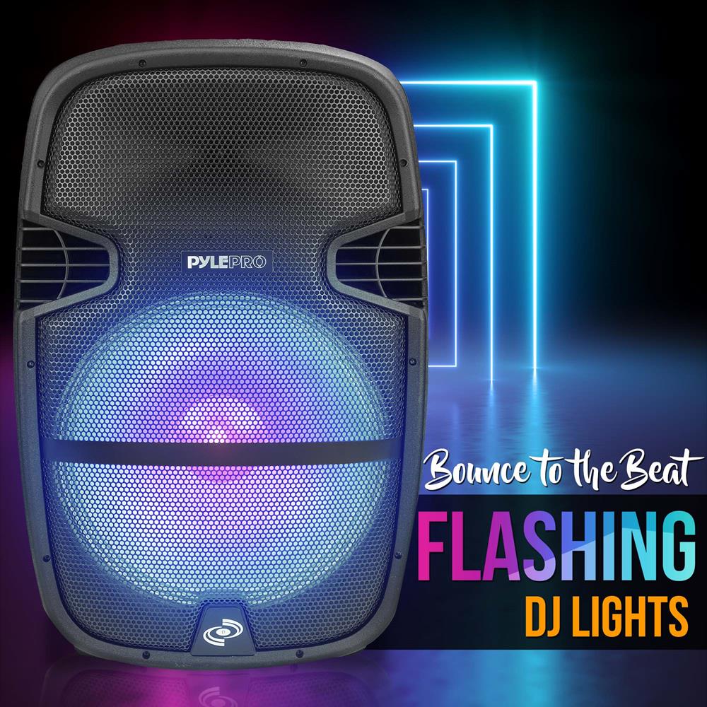 Portable Bluetooth PA Speaker 1000W, 15" Subwoofer, Party Lights, Blue - Thumbnail 2