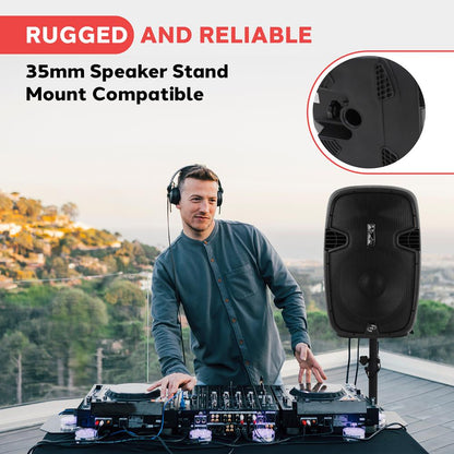 Wireless PA Speaker System 1500W Bluetooth 15" Woofer USB/SD Readers